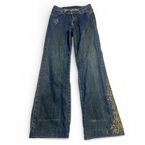 Reba Beaded Wide Leg Flare Jeans size 6